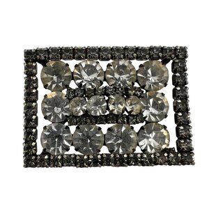 Vintage Kramer Rhinestone Floral Brooch 2.25" x 1.75" Signed Costume Jewelry